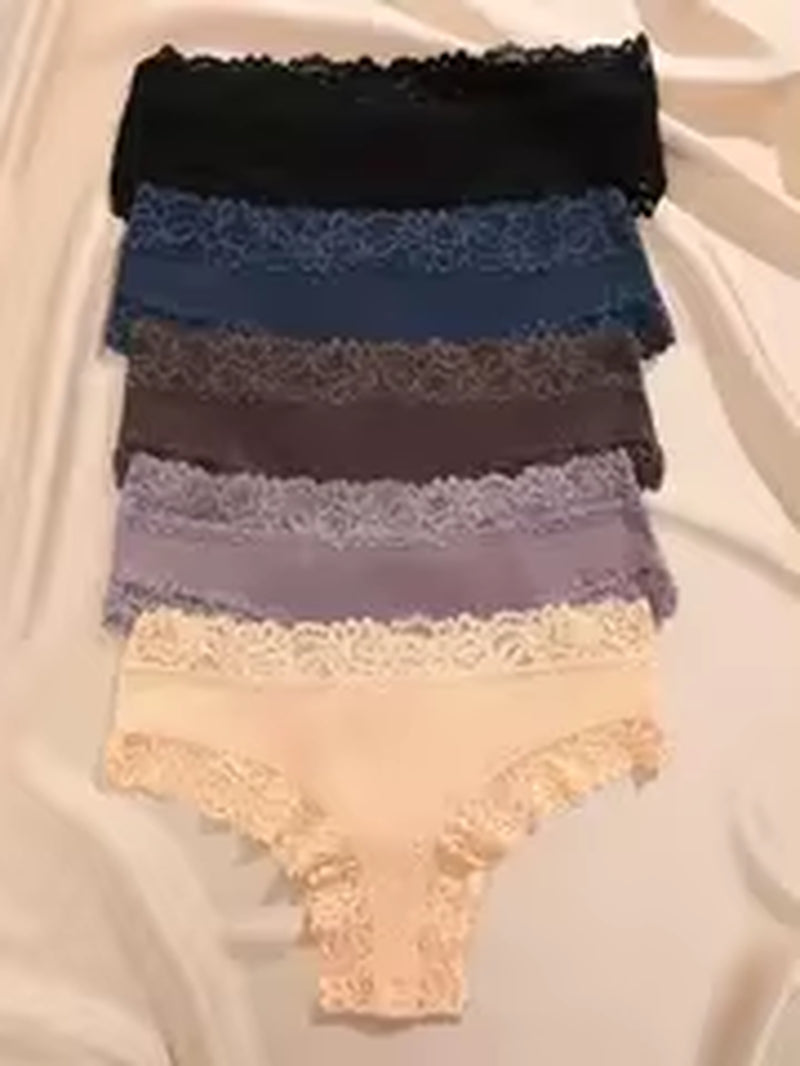 5Pcs/Set Women Cotton Panties Floral Lace Intimate Underwear Trendy Patchwork Lace Briefs Female Soft Underpants Lingerie S-XL